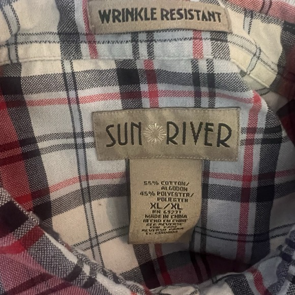 Sun River Men's XL Red Plaid Short Sleeve Button Down Shirt‎ Casual Outdoors - Picture 7 of 8